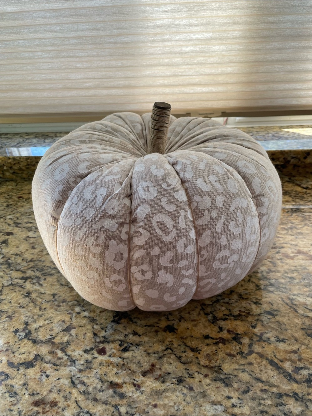 Mud Pie Beige and White Leopard Print Plush Pumpkin